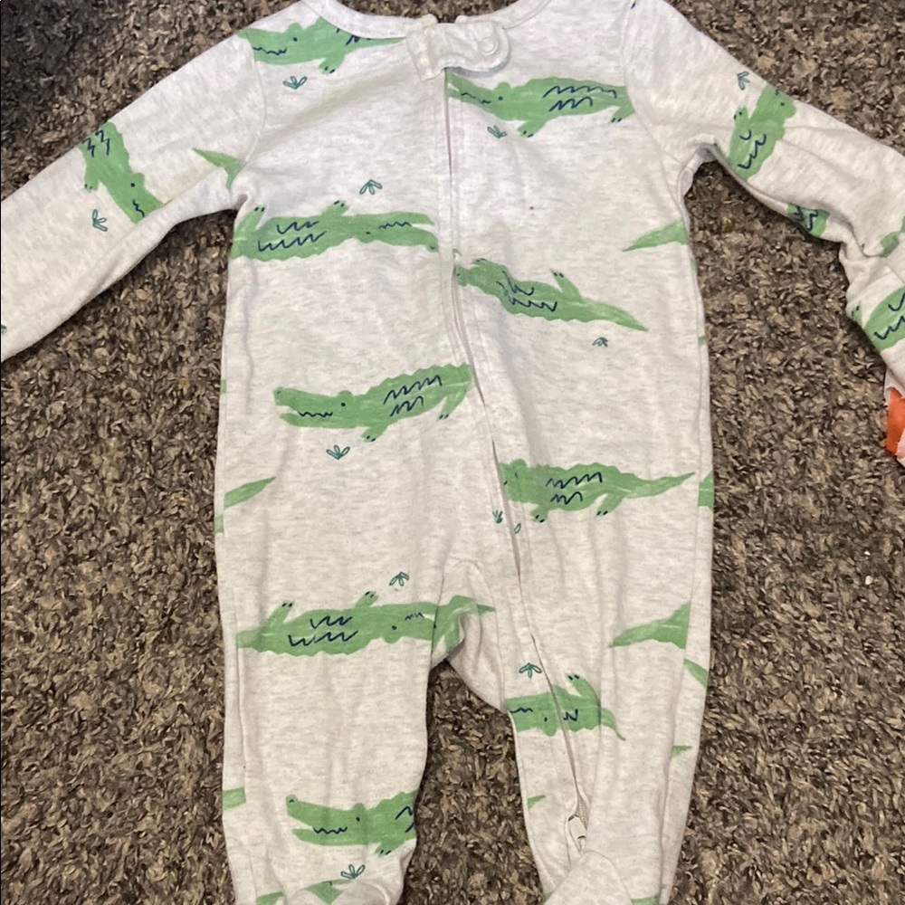 Green Alligator Print Kids One Piece